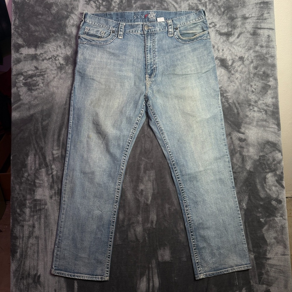 Vintage Y2k SYNPGY Mens Normal Wash Baggy Relaxed Jeans 44x34 5-Pocket
